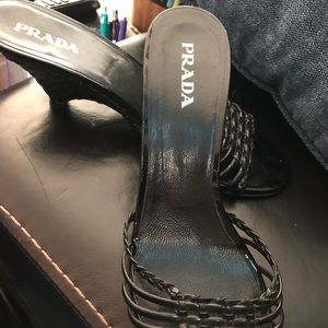 Black Prada kitten heel Sandals